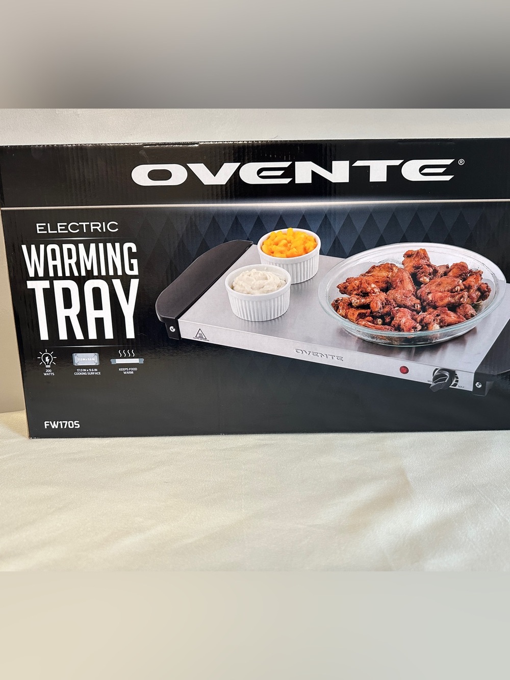 Ovente Stainless Steel Electric Warming Tray - Silver & Black